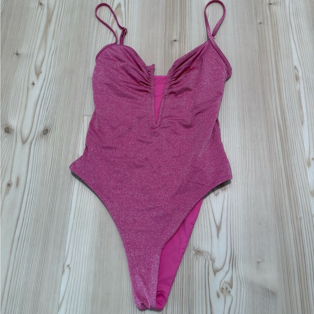 L*Space Pink Bodysuit One Piece with Sweetheart Neckline